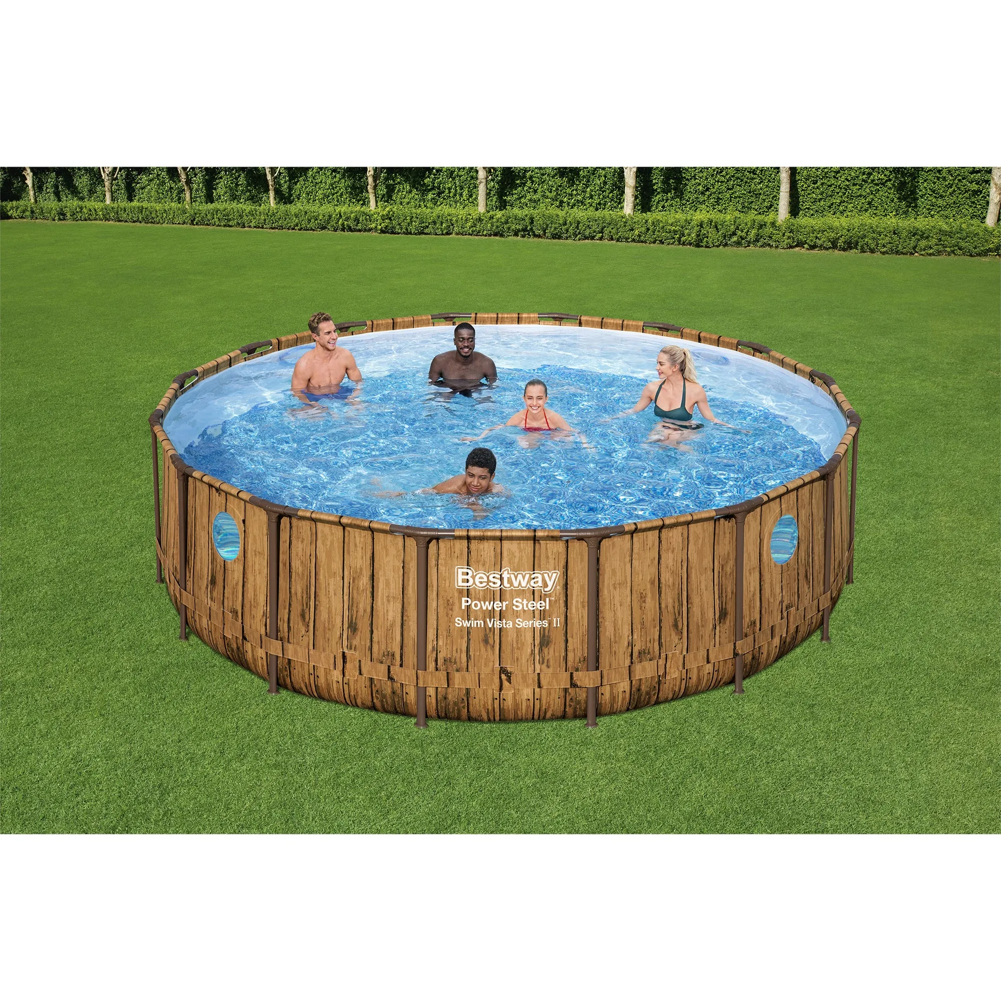 Bestway Power Steel Swim Vista 16' x 48" Round Above Ground Swimming Pool Set