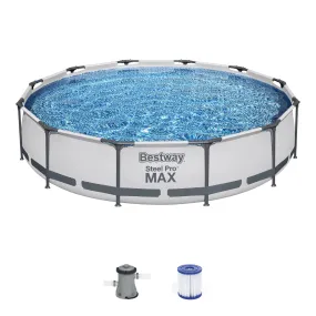 Bestway Steel Pro MAX 12'x30" Round Above Ground Outdoor Swimming Pool with Pump