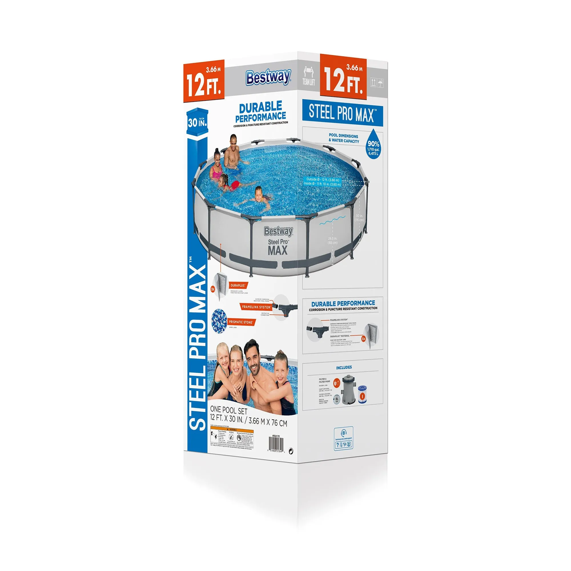 Bestway Steel Pro MAX 12'x30" Round Above Ground Outdoor Swimming Pool with Pump