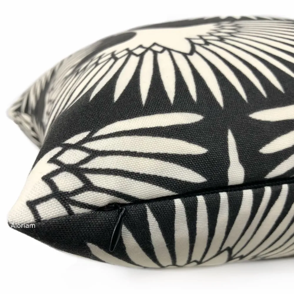 Black Cream Cranes Indoor Outdoor Pillow Cover