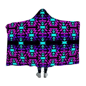 Black Fire Winter Sunset Hooded Blanket