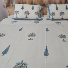 BLUE PINE AND COCONUT BED SHEET