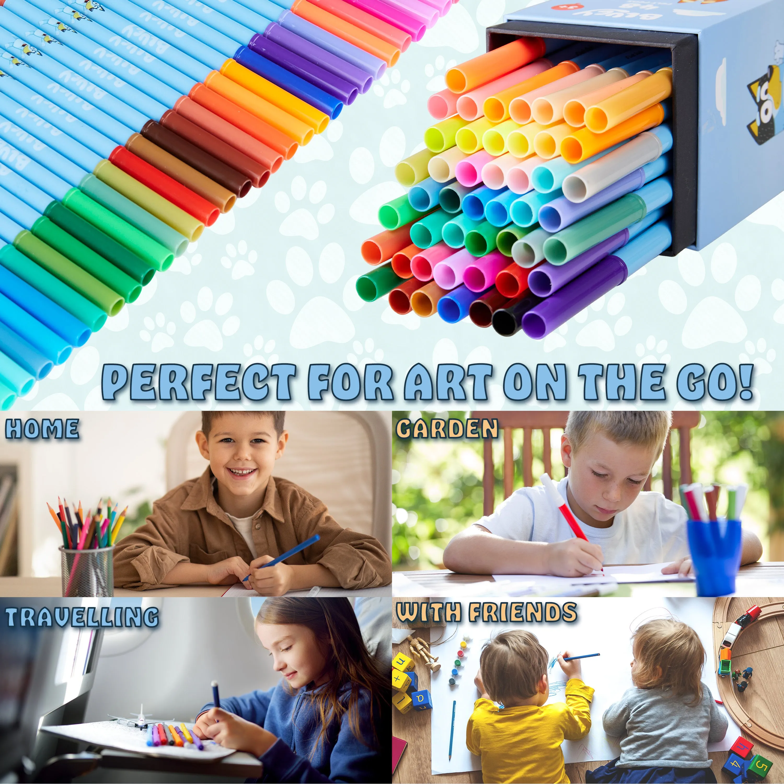 Bluey Colouring Pens for Kids -  48 Piece Set