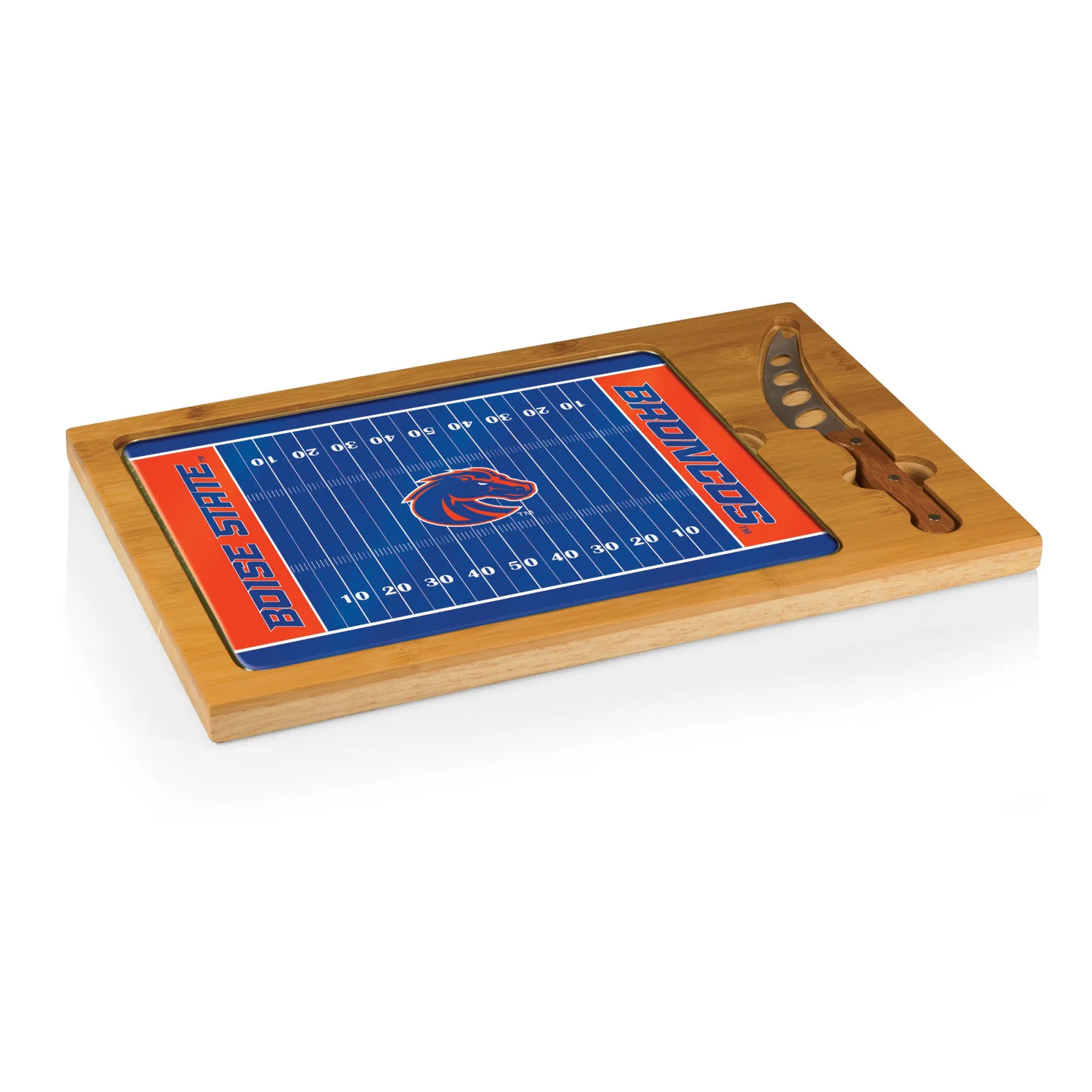 Boise State Broncos Football Field - Icon Glass Top Cutting Board & Knife Set