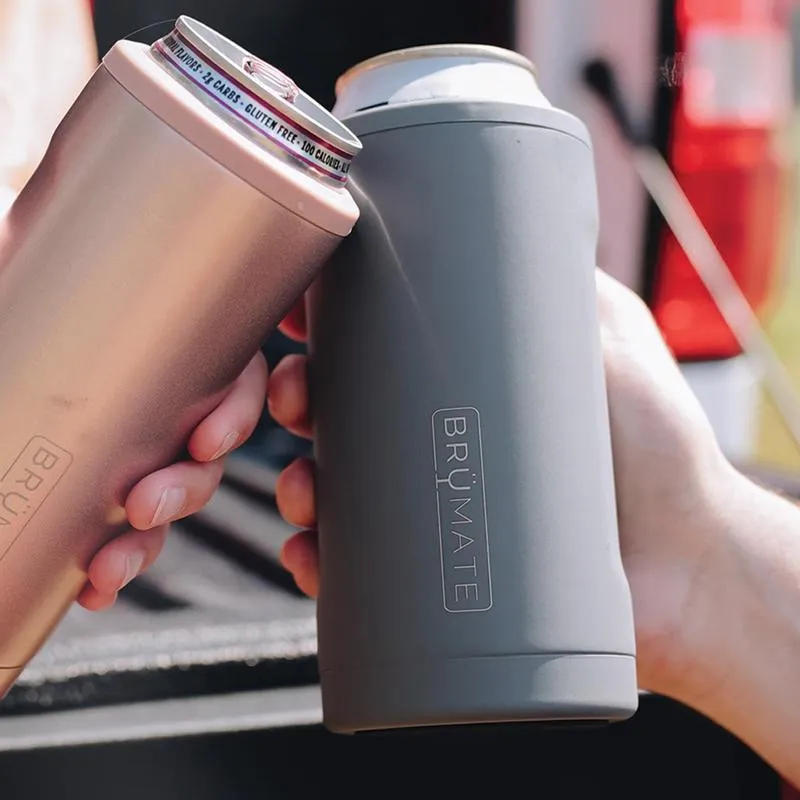 BruMate Hopsulator Trio 16 oz 3-in-1 Matte Gray BPA Free Vacuum Insulated Tumbler