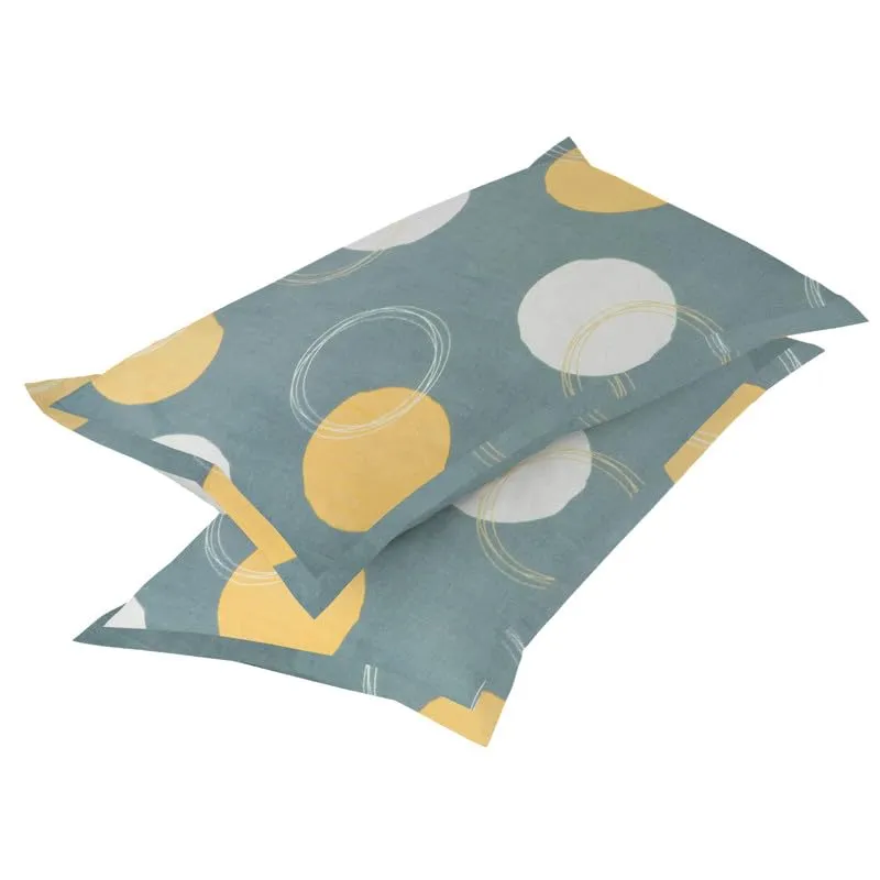 BSB HOME 160 TC Glace Cotton Double Floral Bedsheet with 2 Pillow Covers | 125 GSM Soft Brushed - Breathable & Wrinkle Free - (90 X 90 Inch, Grey & Beige & Yellow)