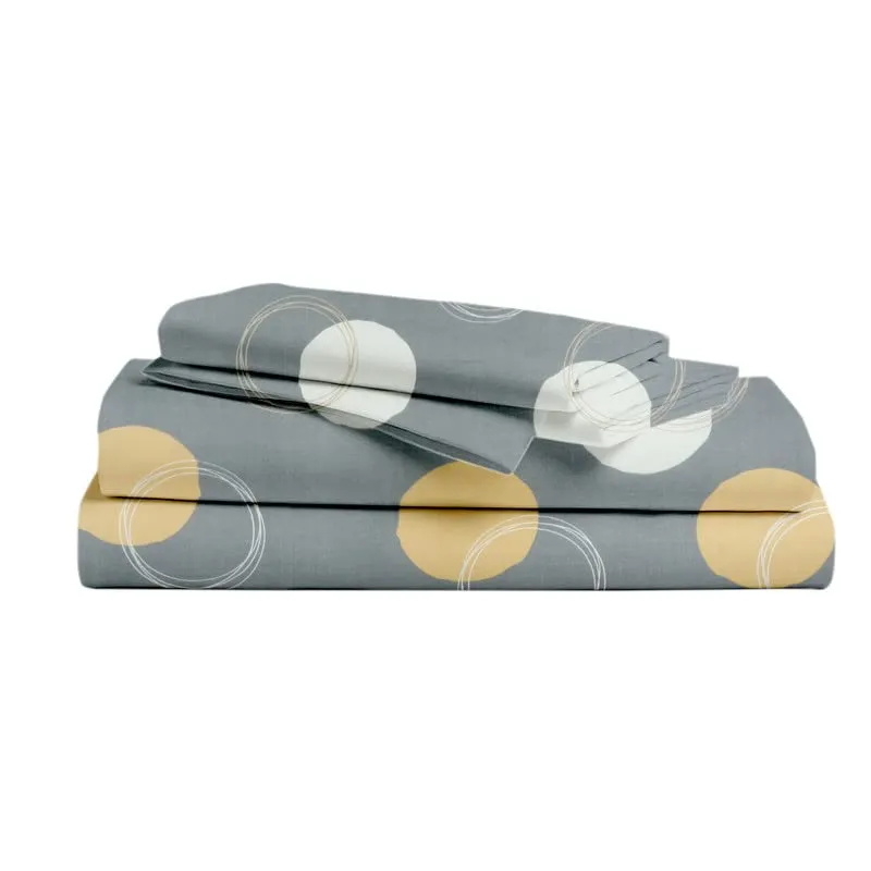 BSB HOME 160 TC Glace Cotton Double Floral Bedsheet with 2 Pillow Covers | 125 GSM Soft Brushed - Breathable & Wrinkle Free - (90 X 90 Inch, Grey & Beige & Yellow)