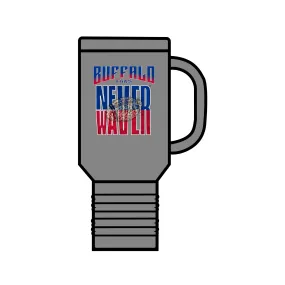 Buffalo Fans Never Waver W- Leopard football nsulated Travel Mug, 40oz