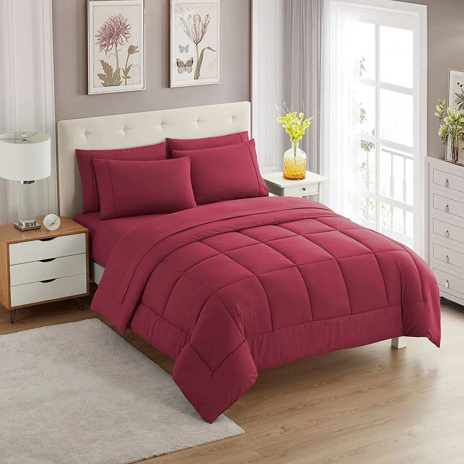 Burgundy Study Bed Set