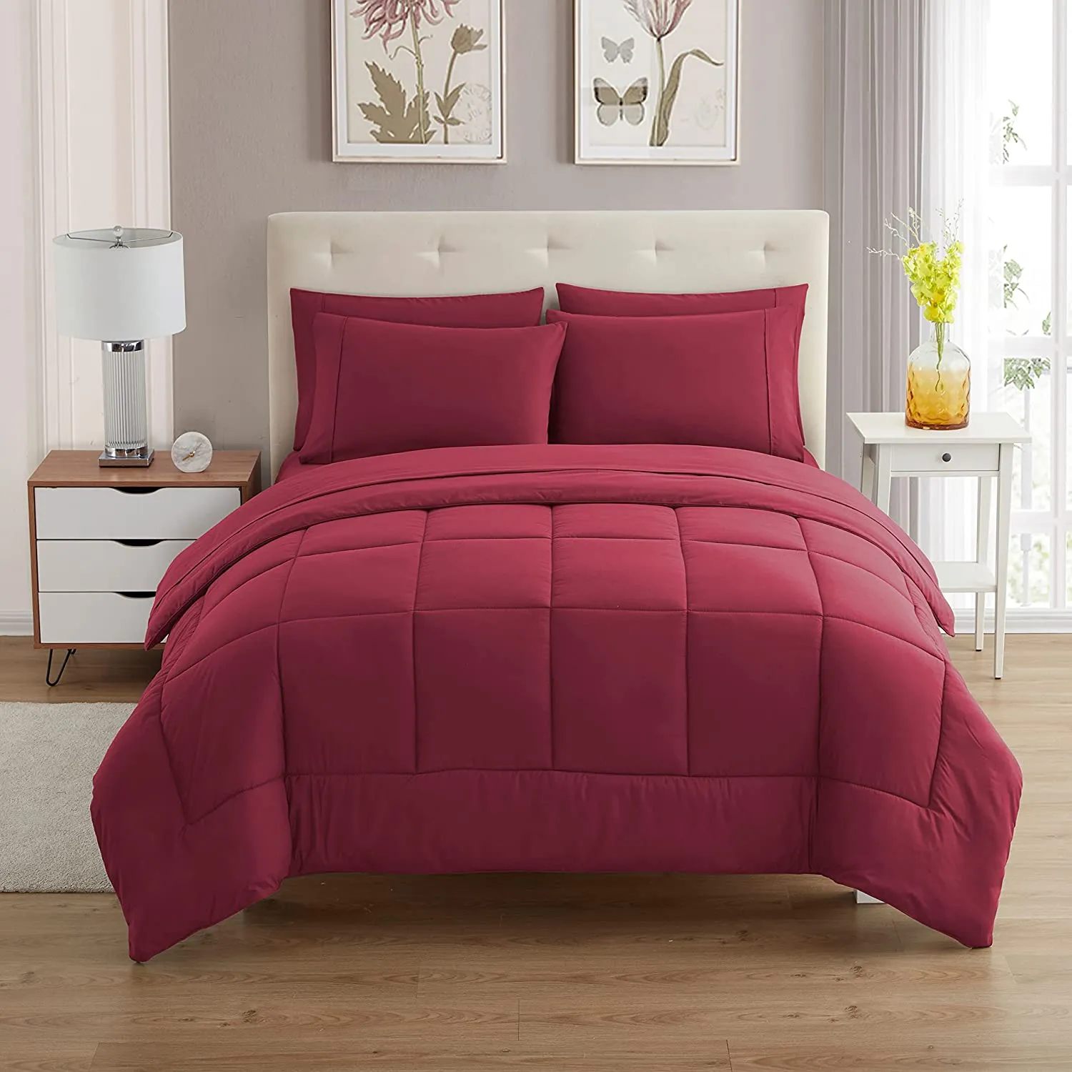 Burgundy Study Bed Set