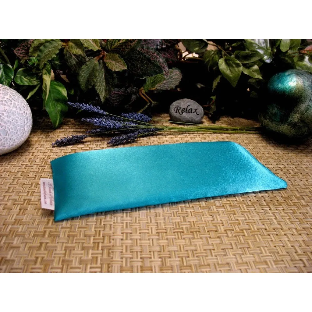 Calming, Relaxing Lavender Eye Pillow, Organic. Turquoise Blue Satin.