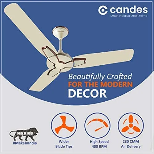 Candes Getz Ceiling Fans for Home 1200mm / 48 inch | BEE 3 Star Rated, High Air Delivery, Noiseless & Energy Efficient | 1 1 Years Warranty | Ivory