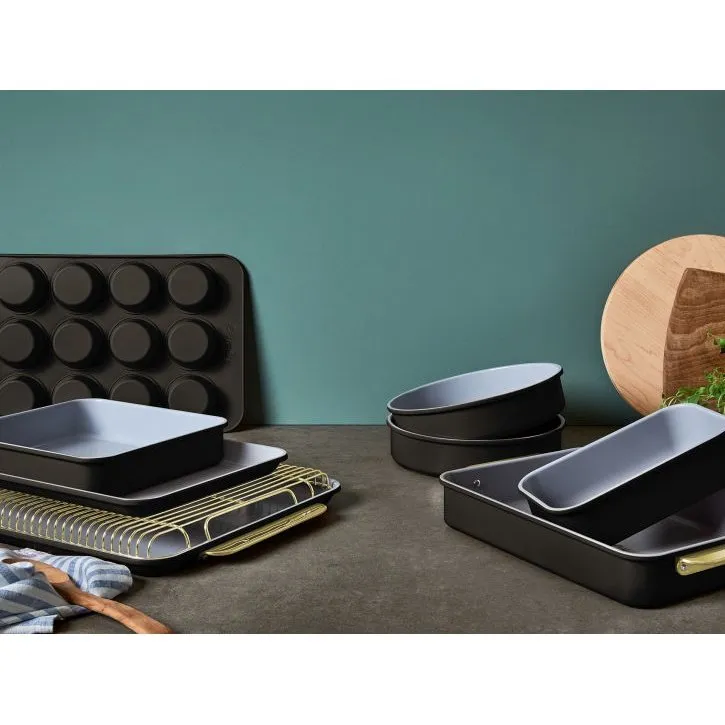 Caraway Complete Bakeware Set in Black with Gold Accents