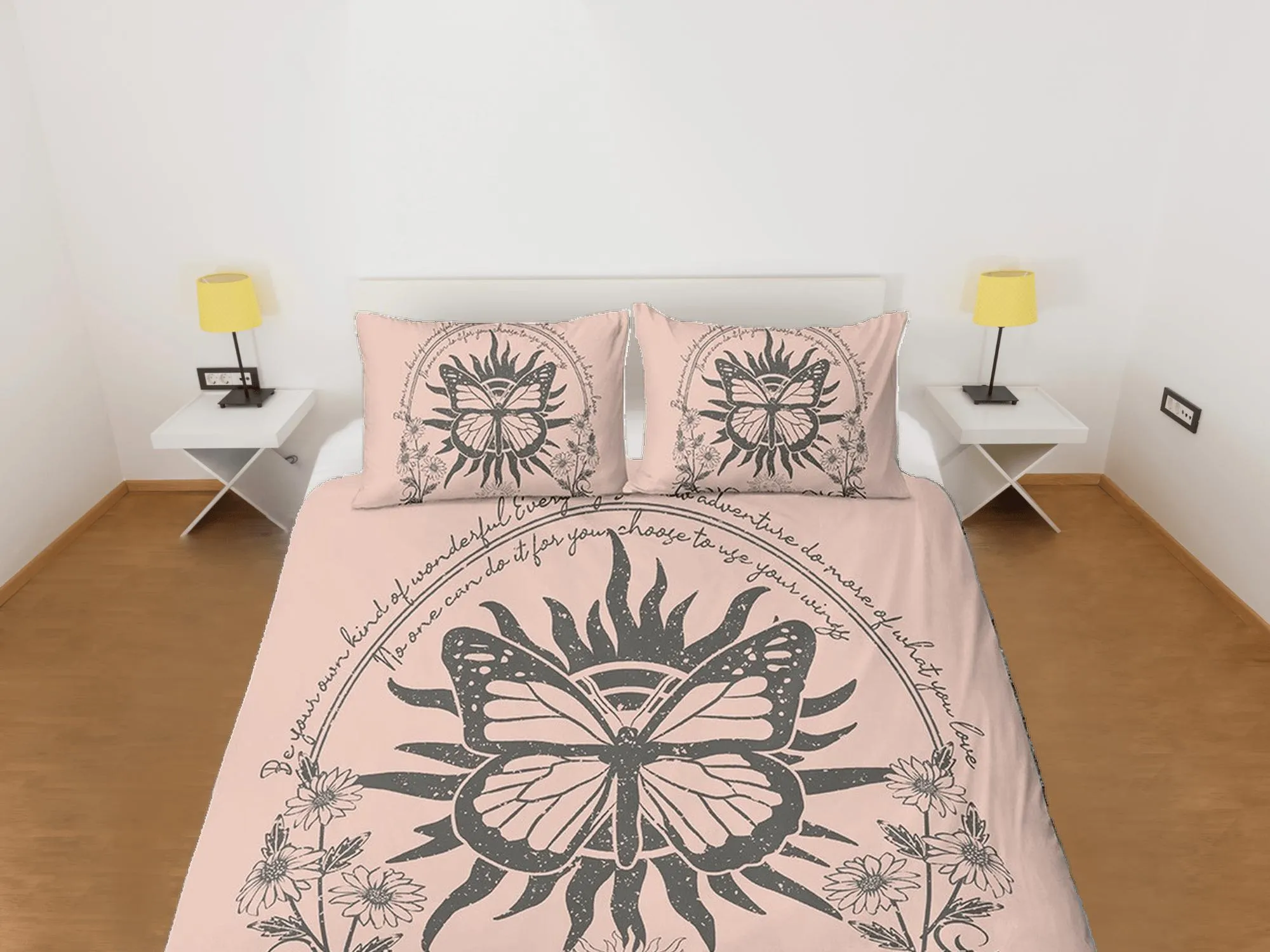 Celestial bedding, witchy decor dorm bedding, monarch butterfly aesthetic duvet, boho bedding set full king queen, astrology gift gothic art