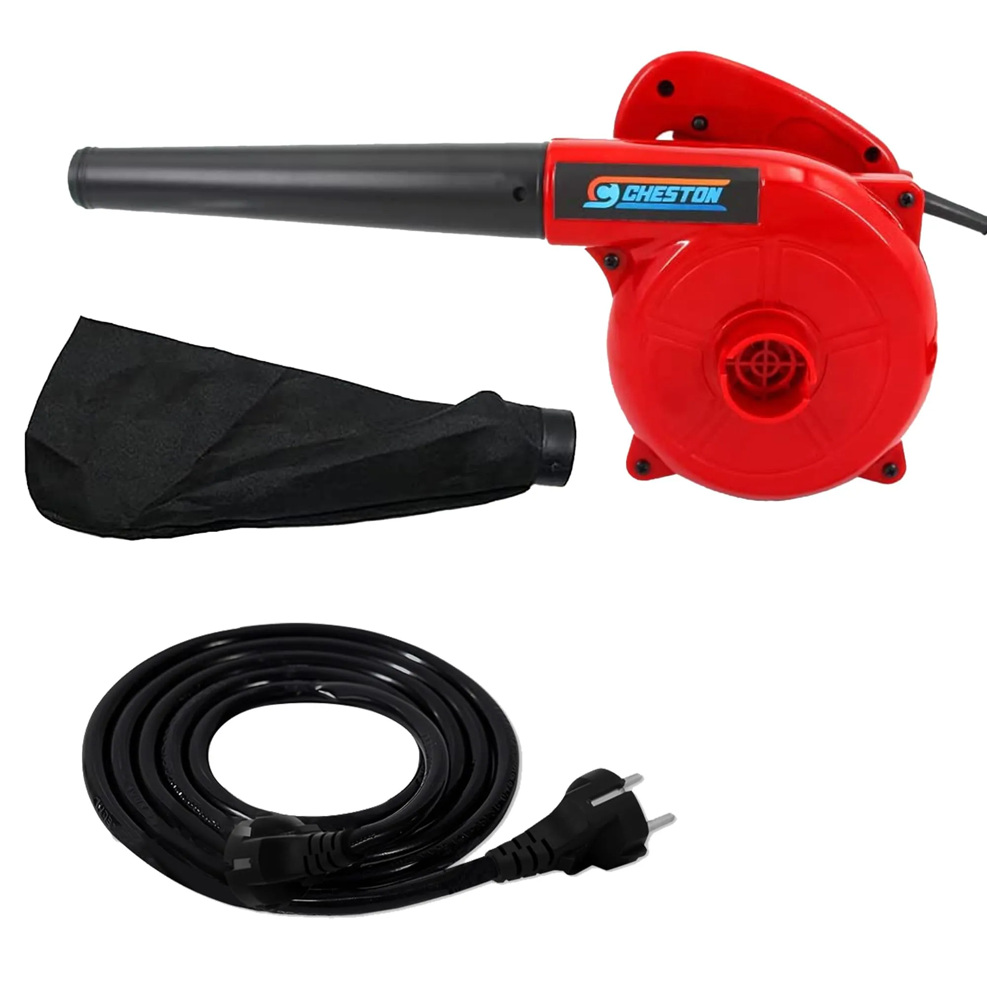 Cheston 500W 2 in 1 Air Blower and Vacuum Cleaner for Home 13000 r/min Copper Wiring Electric Blower (Yellow)   5 Meter Extension 2 Pin CordCapacity Upto 1000W (Red)