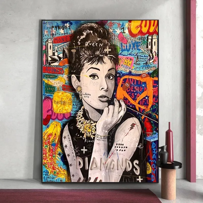 Chic Audrey Hepburn Canvas Elegant Diamonds