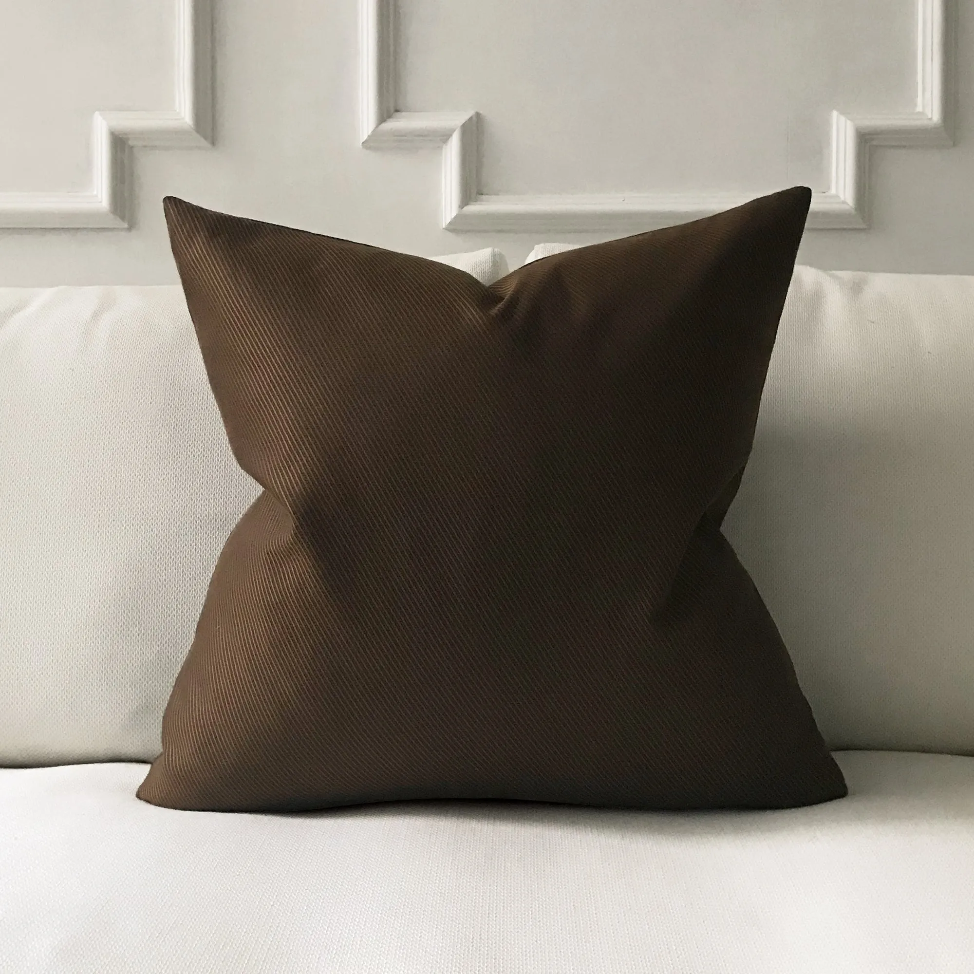 Chocolate Brown Textured Solid Throw Pillow Cover 24x24