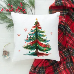 Christmas Pillow Covers, Bright Christmas Tree, Square Covers, Country Farmhouse Decor, Pillowcase Set, Farmhouse Tree, Porch Pillows, Entryway Decor