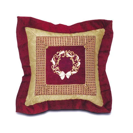 Christmas Wreath Border Collage Throw Pillow 20x20