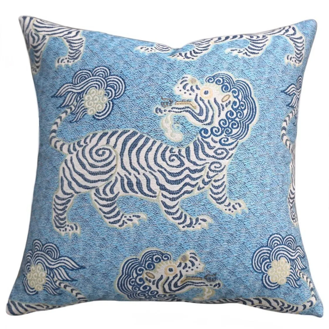 Clarence Pillow / Tibet Woven Jacquard Pillow Cover / Blue Cushion Cover / Lumbar, Accent, and Euro Sham Pillow Covers