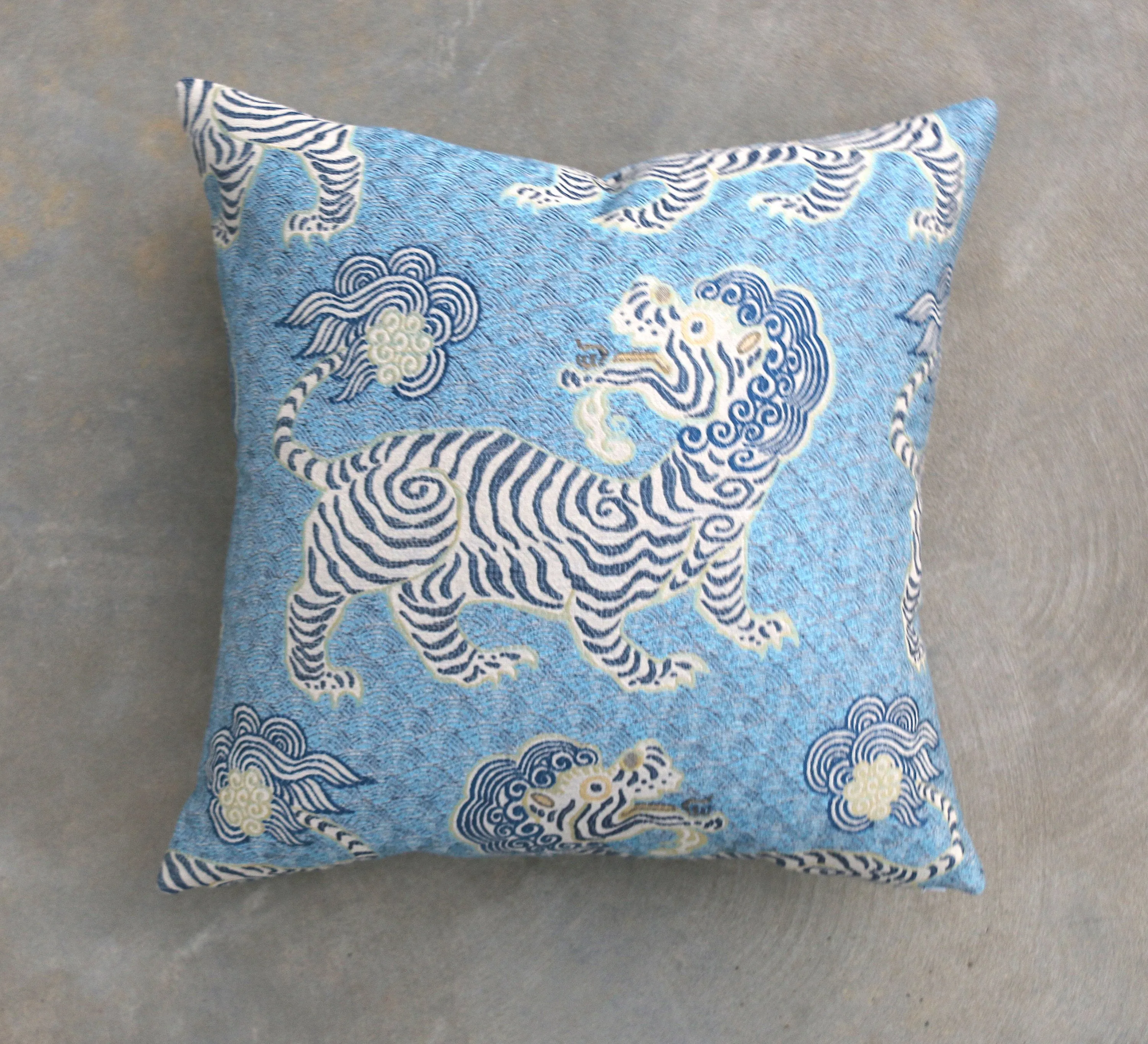 Clarence Pillow / Tibet Woven Jacquard Pillow Cover / Blue Cushion Cover / Lumbar, Accent, and Euro Sham Pillow Covers