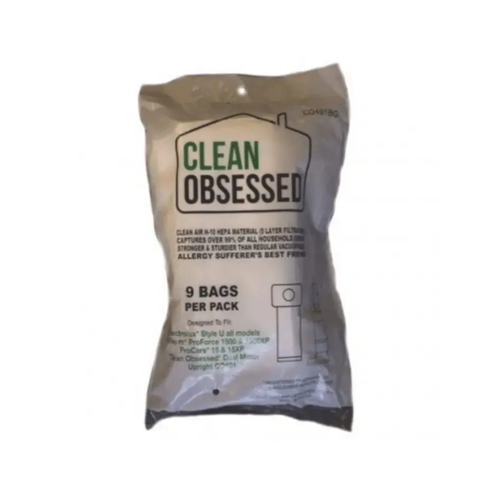 Clean Obsessed CO101/Lux upright HEPA bags, 9/pk