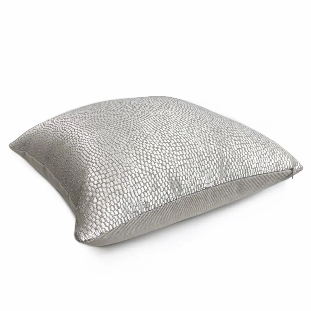 (CLEARANCE) Cinna Silver Gray Abstract Tile Pillow Cover