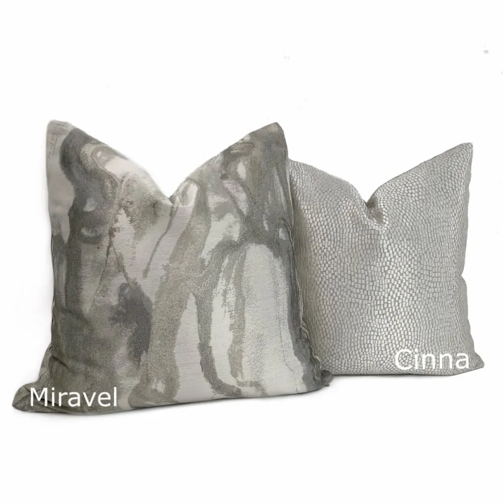 (CLEARANCE) Cinna Silver Gray Abstract Tile Pillow Cover