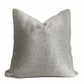 (CLEARANCE) Cinna Silver Gray Abstract Tile Pillow Cover