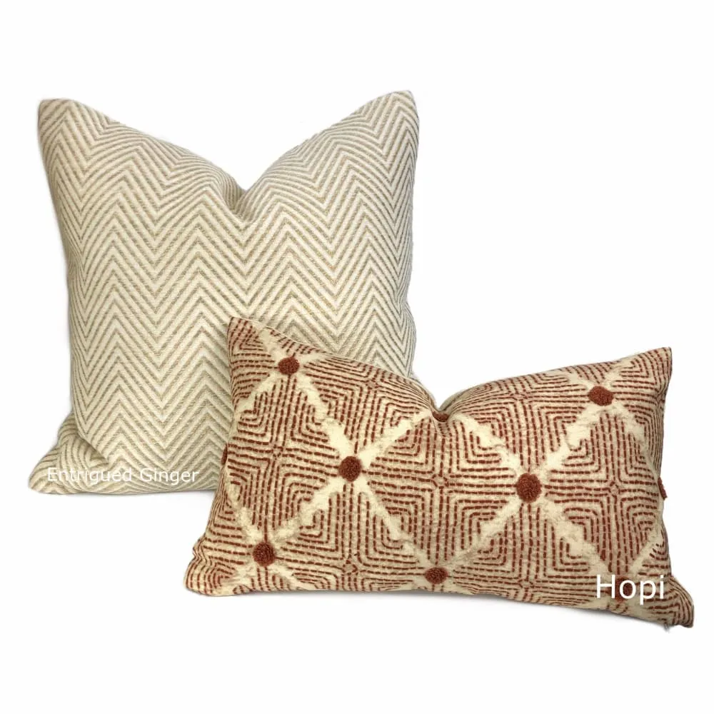 (CLEARANCE) Kravet Candice Olson Entrigued Ginger & Cream Herringbone Pillow Cover