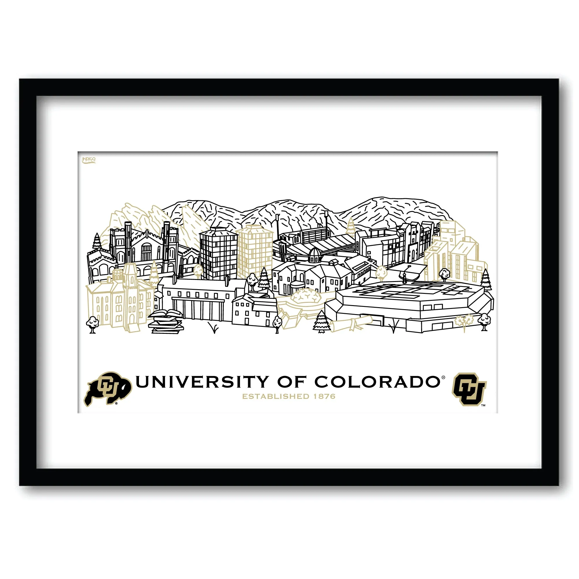 Colorado Buffaloes Framed Campus Wall Art 11" x 14"