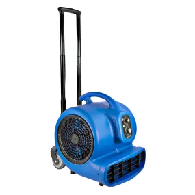 Comfort Zone Powergear 1 HP 3-Speed Carpet Dryer Blower Floor Fan with Timer in Blue