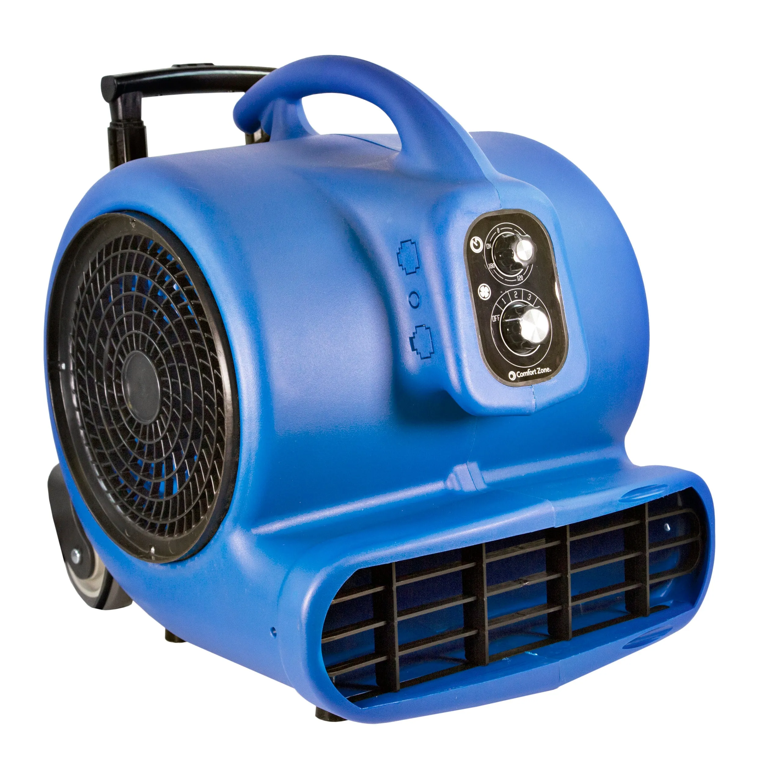 Comfort Zone Powergear 1 HP 3-Speed Carpet Dryer Blower Floor Fan with Timer in Blue