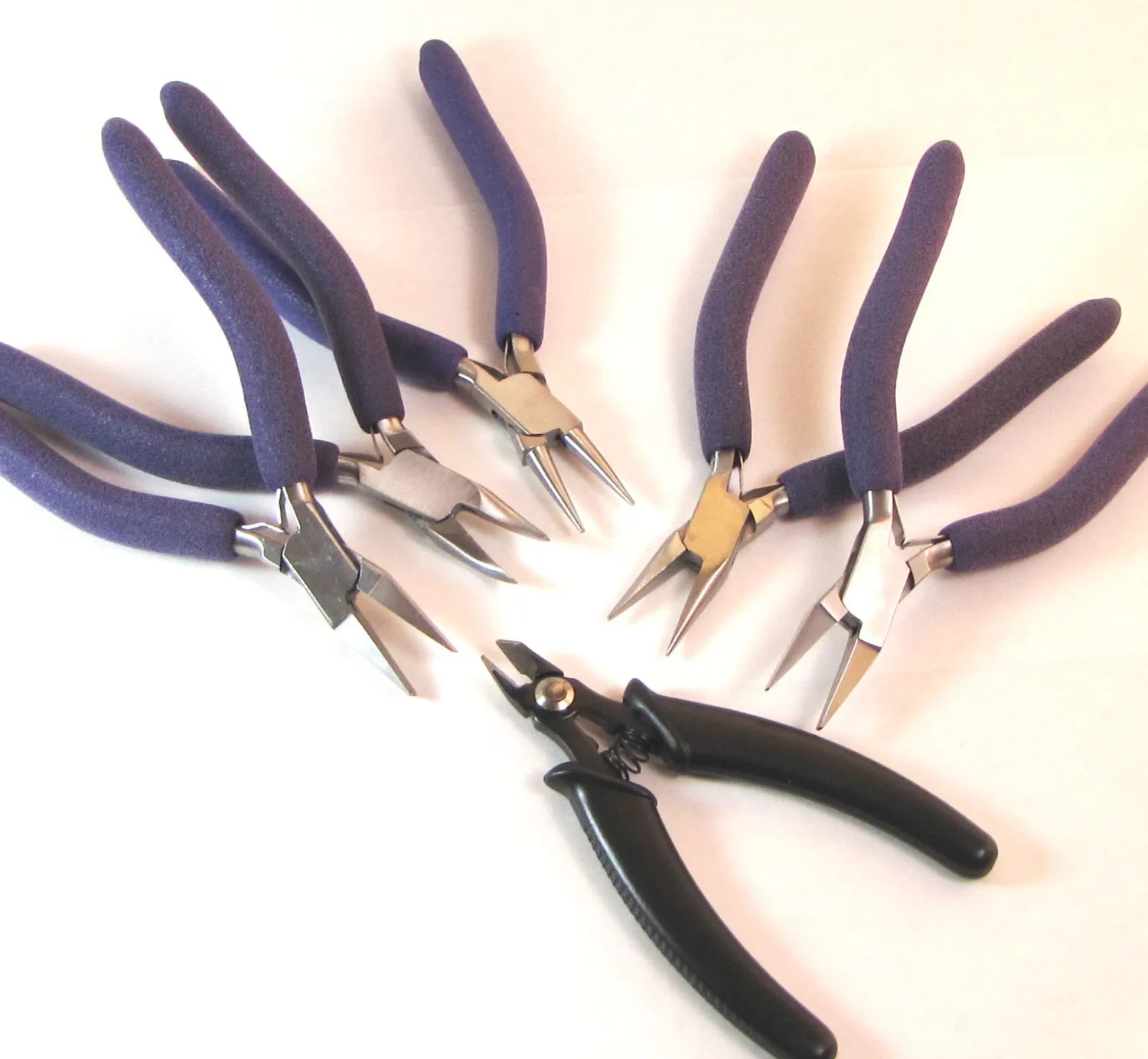 complete pliers set, 6.5 inch, 6 piece Pliers set, comfort grips, reduce hand strain,  flush cutters - hand savers