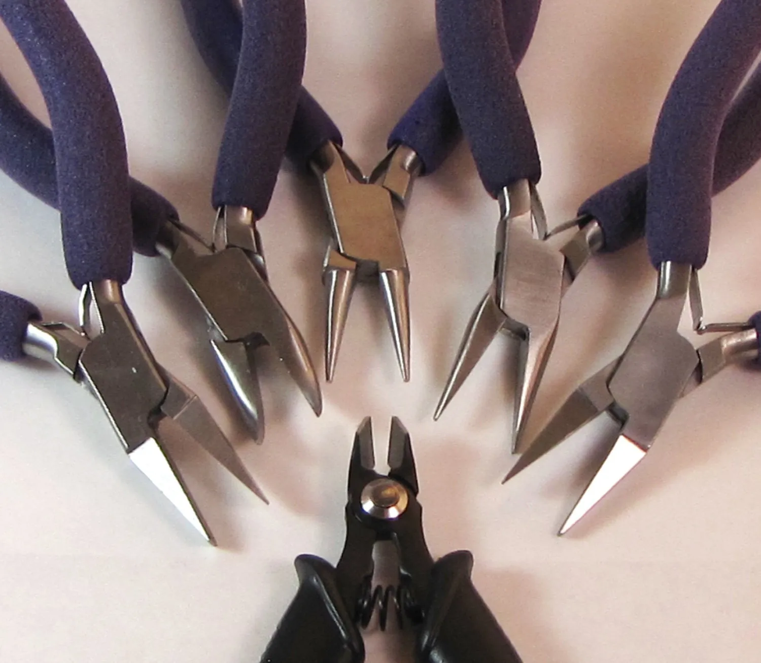 complete pliers set, 6.5 inch, 6 piece Pliers set, comfort grips, reduce hand strain,  flush cutters - hand savers