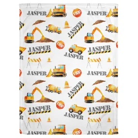 Construction Print Personalized Minky Blanket (Smooth Minky)