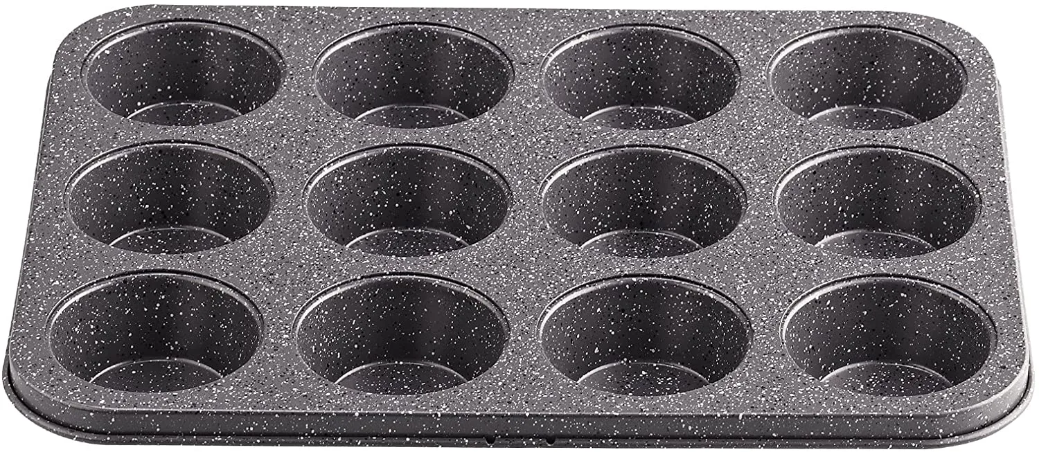 Cook N Home 6-Piece Heavy Gauge, Cake/Cookie/Muffin/Loaf Nonstick Bakeware Set, Black