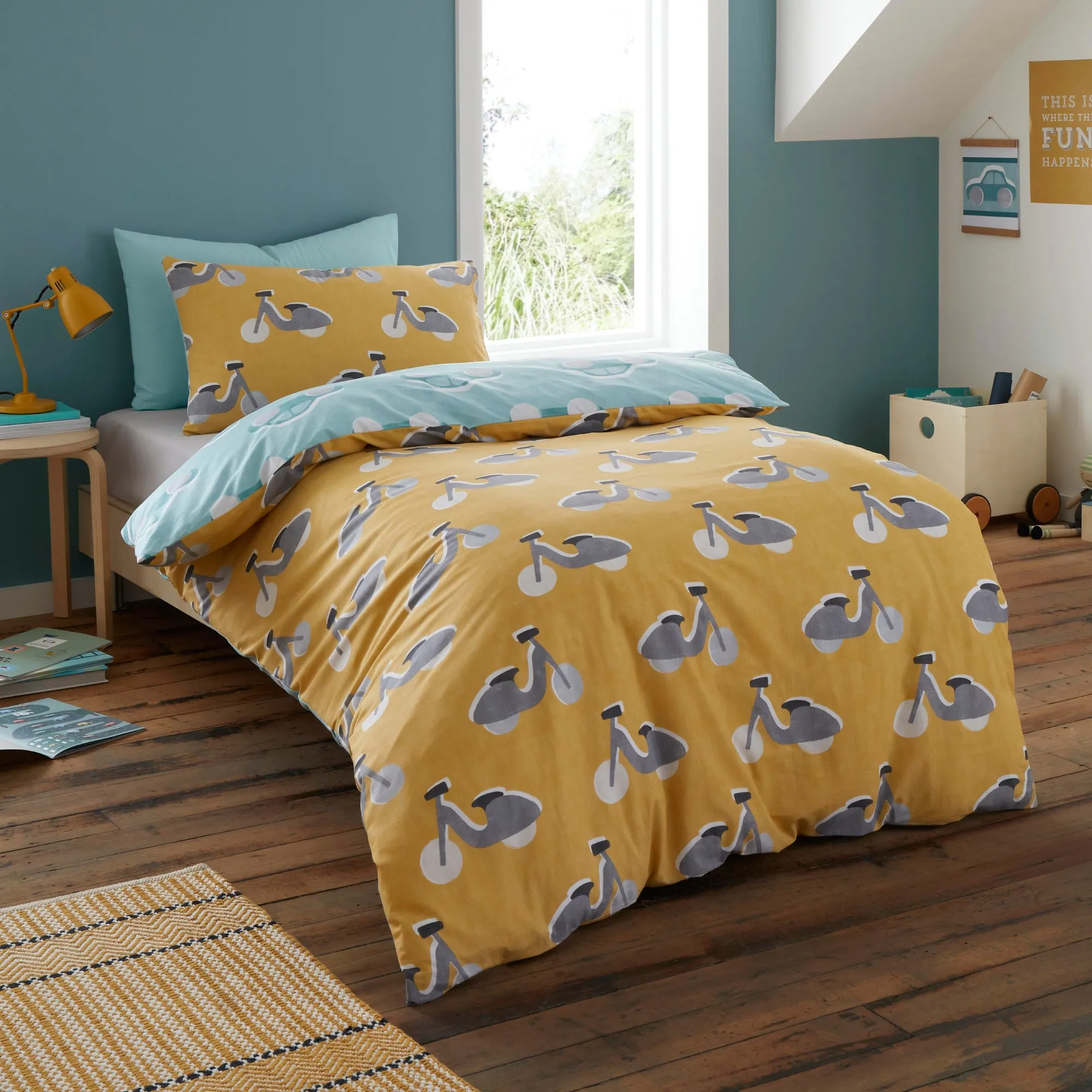 Cool Cars Duvet Cover Set by Bedlam in Duck Egg