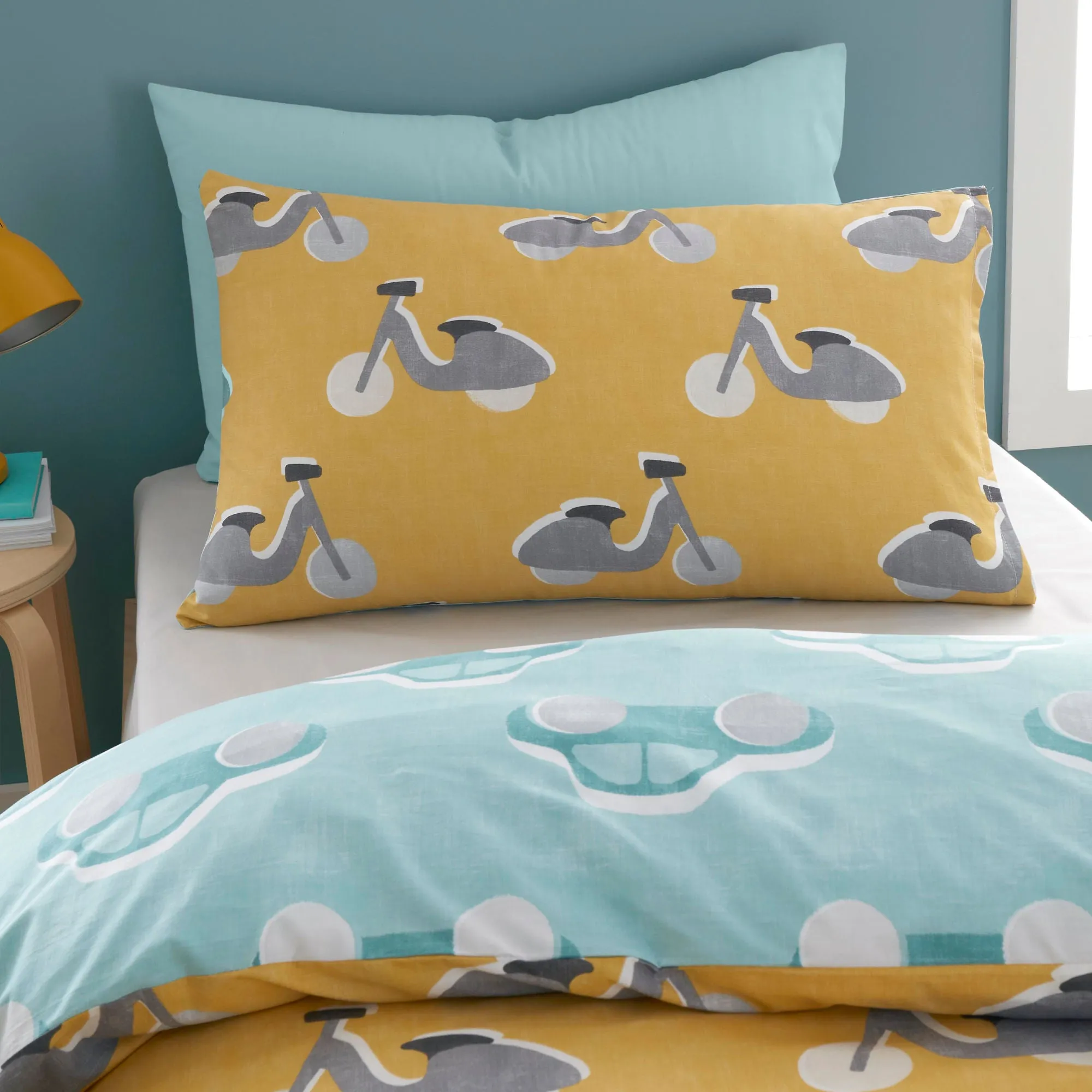 Cool Cars Duvet Cover Set by Bedlam in Duck Egg