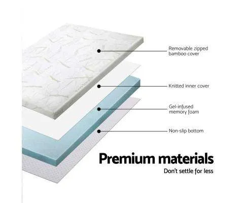 Cool Gel Memory Foam Mattress Topper Bamboo Cover 8CM