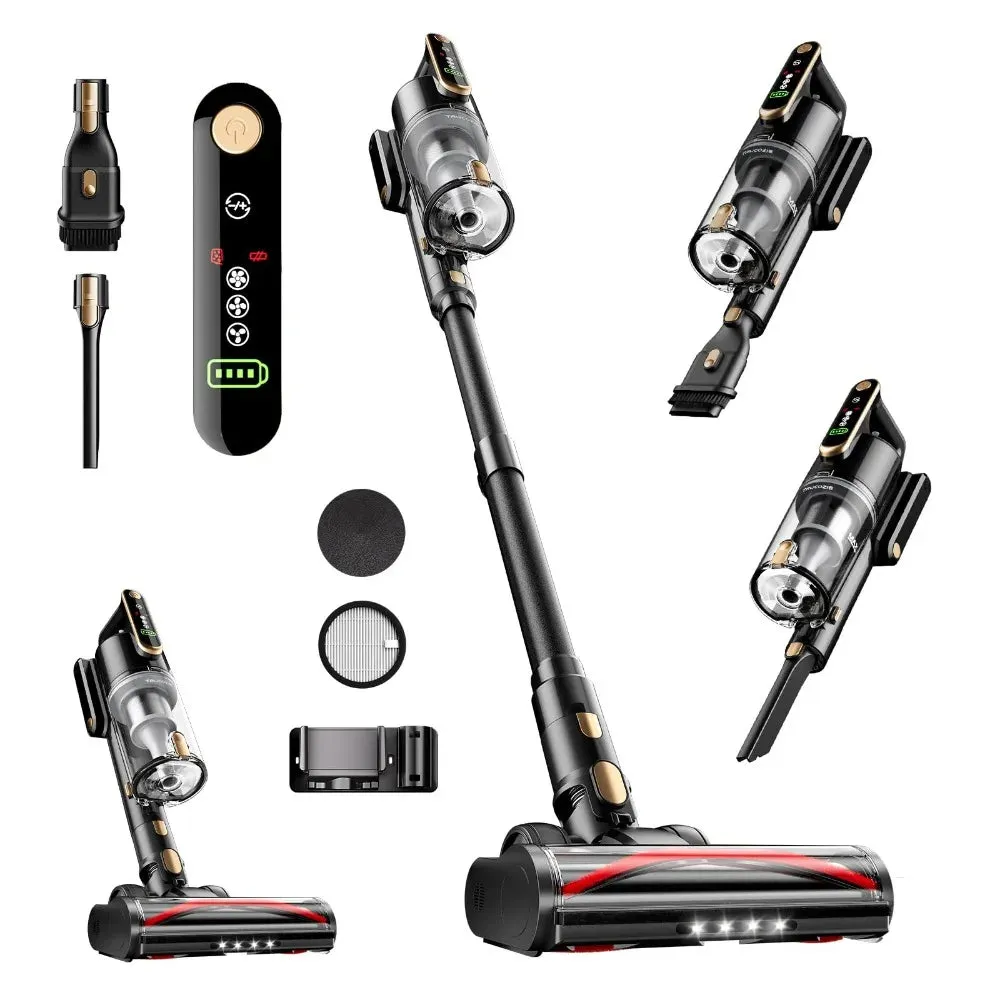 Cordless Vacuum Cleaner, 45Kpa 50 Mins Runtime Self-Standing Stick Vacuum Cleaners, LED Touch Screen 8 in 1 Vacuum for Pet Hair