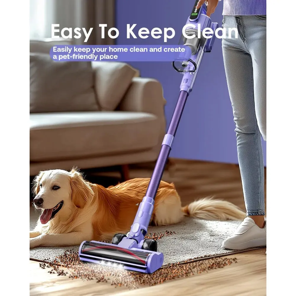 Cordless Vacuum Cleaner, 45Kpa 50 Mins Runtime Self-Standing Stick Vacuum Cleaners, LED Touch Screen 8 in 1 Vacuum for Pet Hair