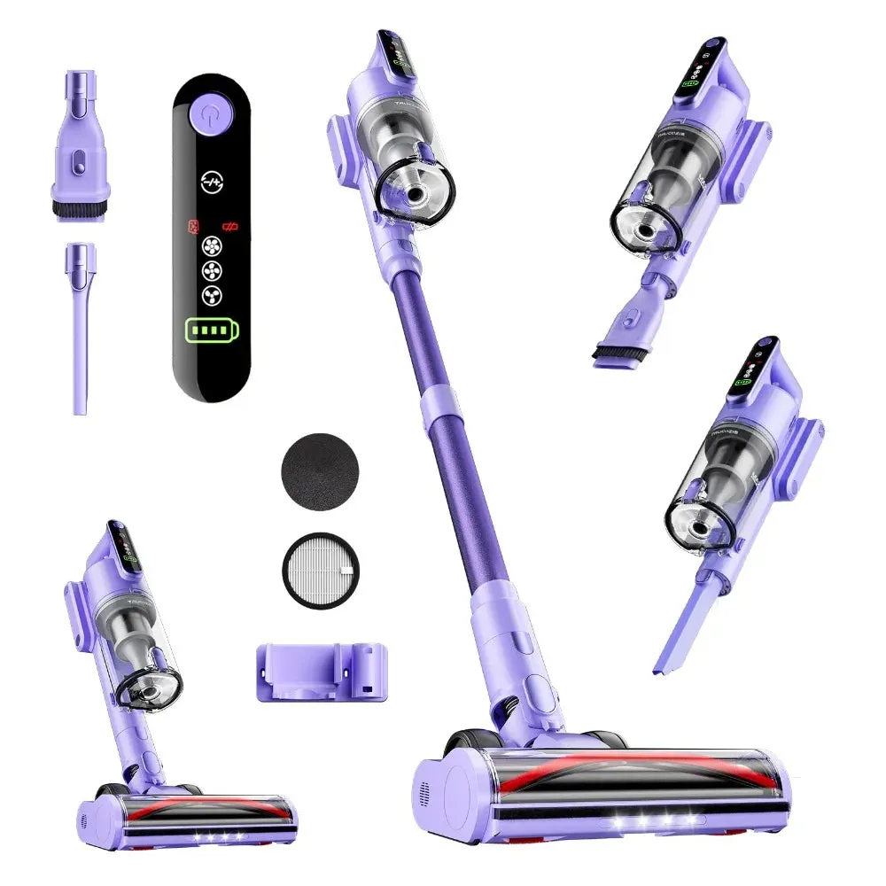 Cordless Vacuum Cleaner, 45Kpa 50 Mins Runtime Self-Standing Stick Vacuum Cleaners, LED Touch Screen 8 in 1 Vacuum for Pet Hair