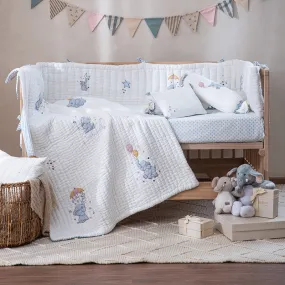 Cotton Baby Bedding Set | Little Tuskers | Ivory & Blue