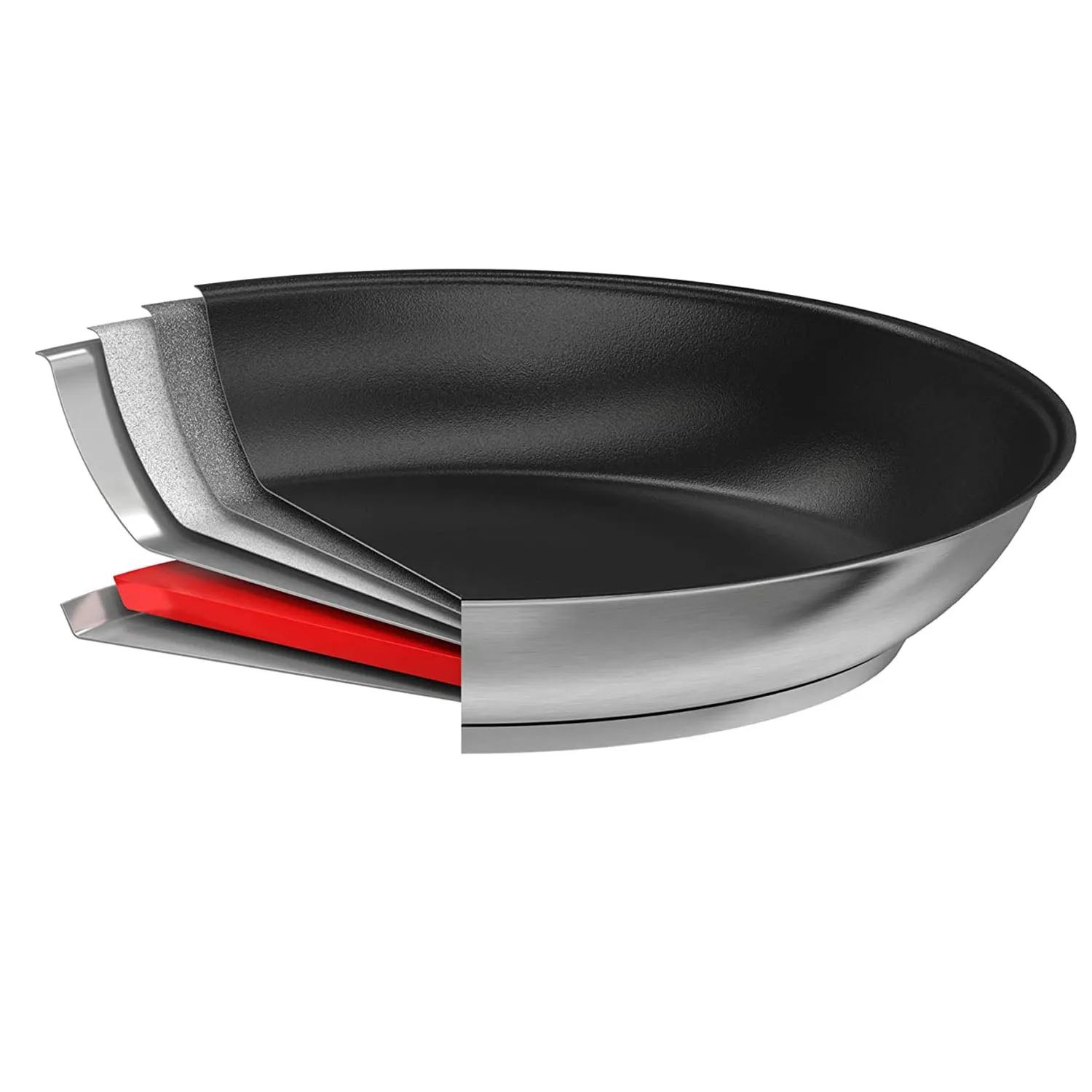 Cristel Strate 4 Piece Frying Pan Set with 9.5" Non-Stick Frying Pan, 11" Frying Pan with 11" Glass Lid and Long Handle, Brushed Finish