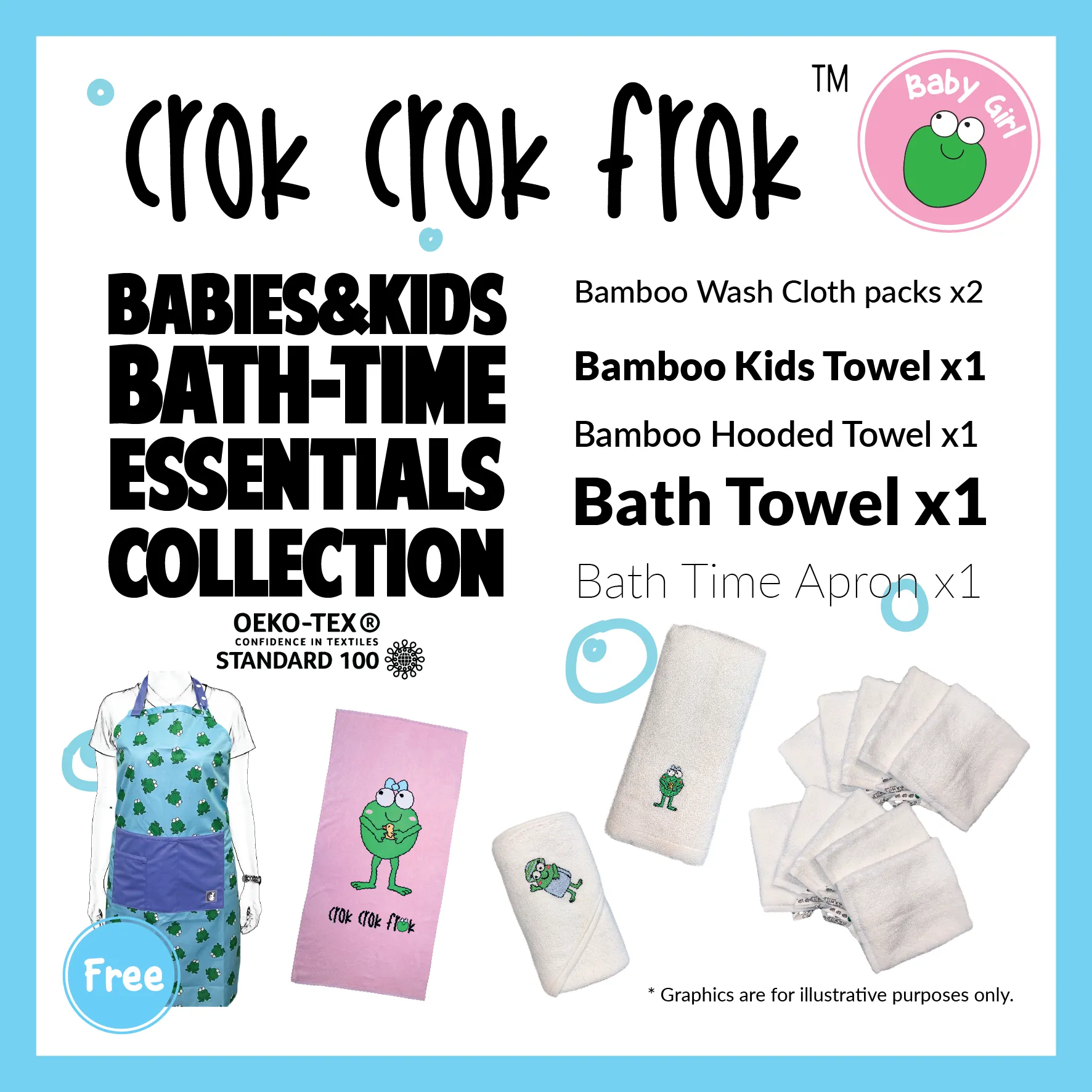 Crok Crok Frok Babies & Kids Bath-Time Essentials Collection