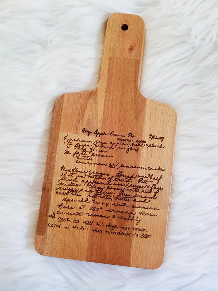 Custom Handwritten Recipe Engraved Cutting Board