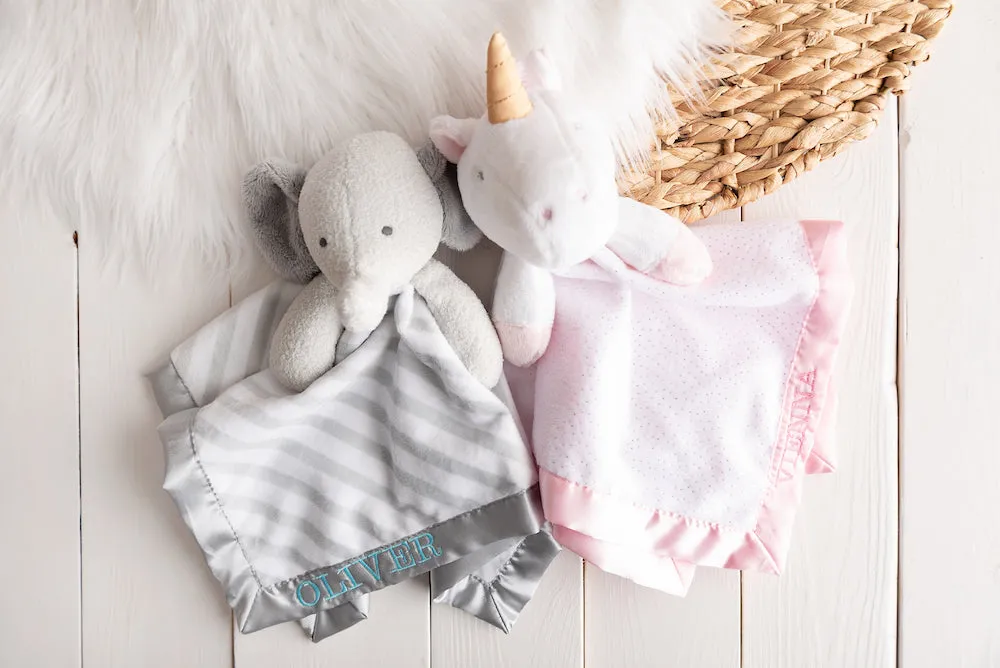 Customized Elephant Security Blanket With Boy's Name