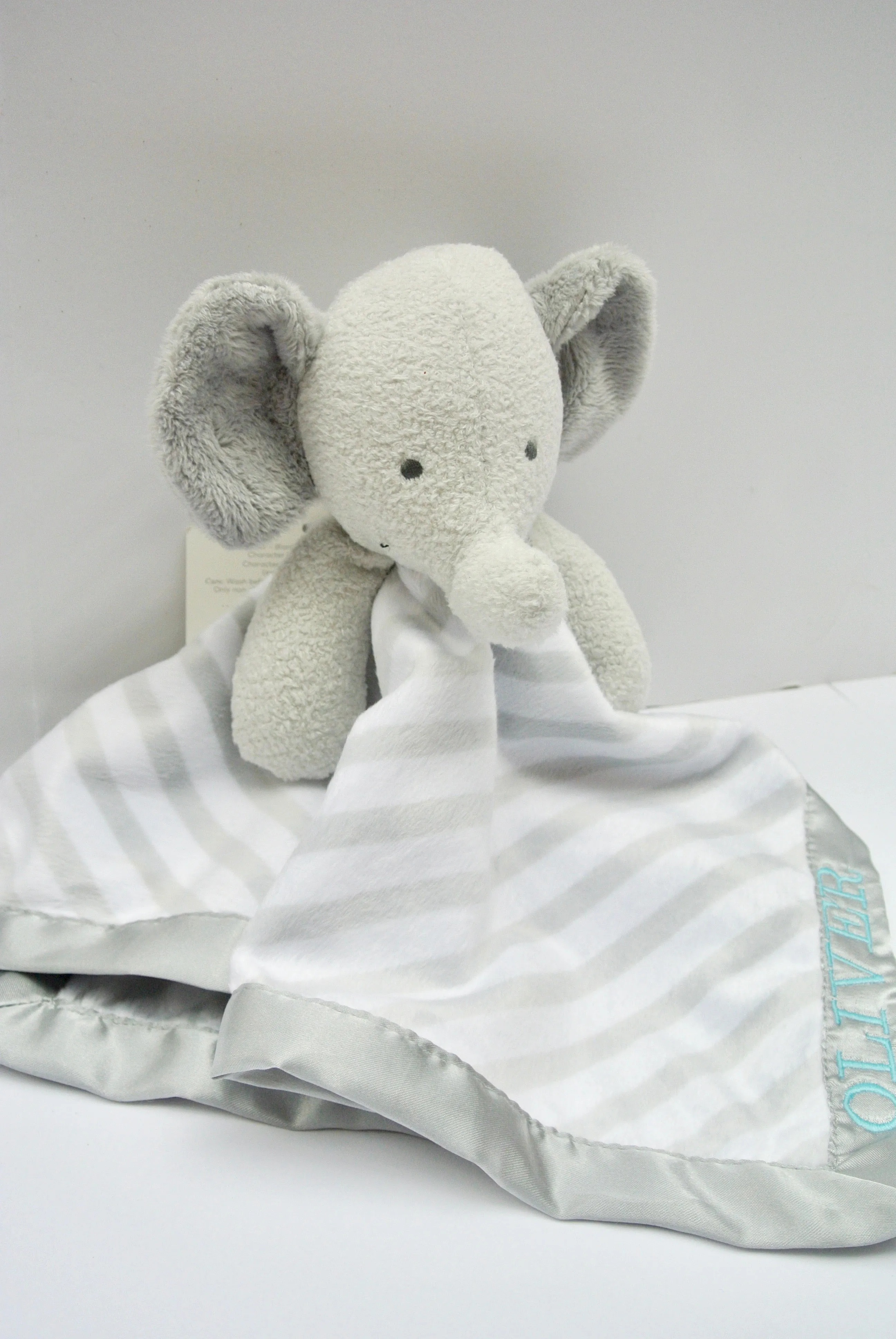 Customized Elephant Security Blanket With Boy's Name