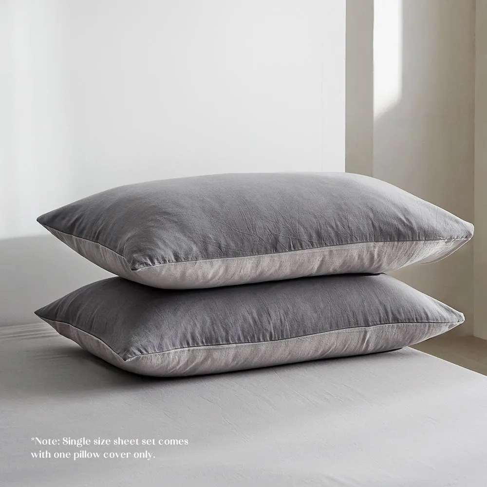 Deluxe Sheet Set Bed Sheets Set Single Flat Cover Pillow Case Grey Inspired